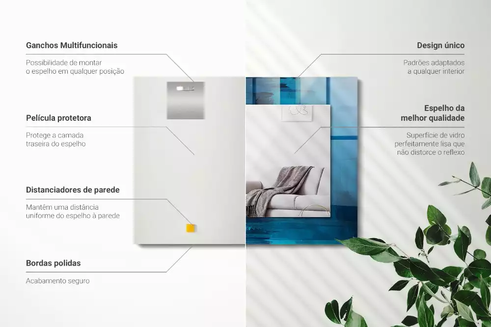 Miroir décoratif rectangulaire Art abstrait bleu