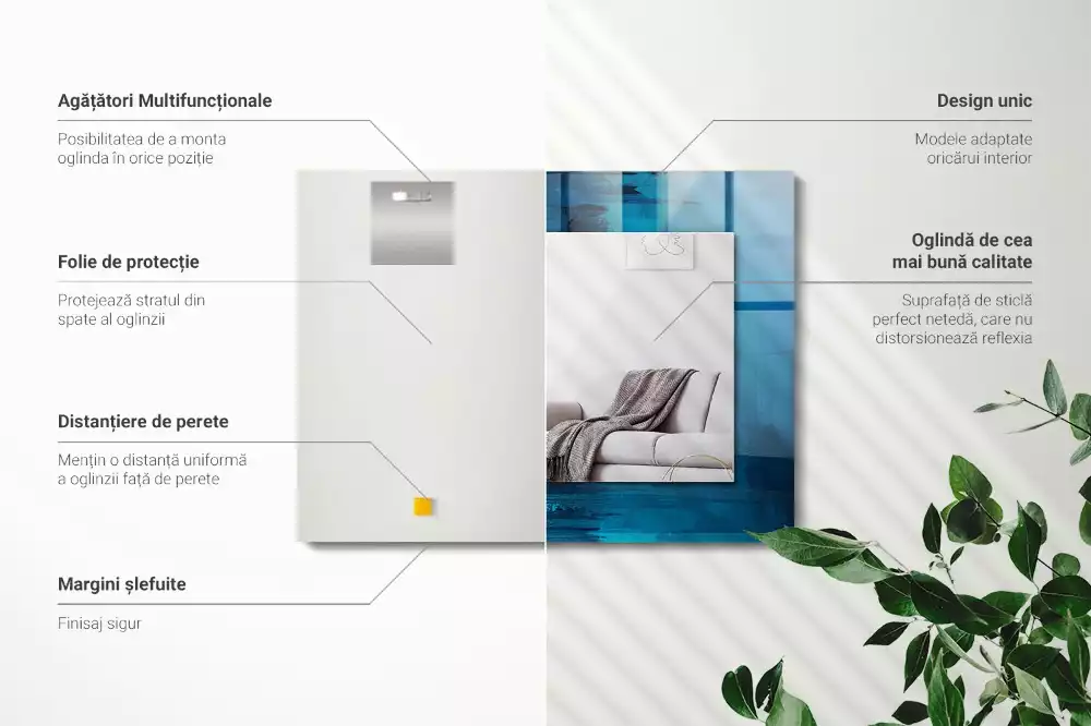 Miroir décoratif rectangulaire Art abstrait bleu