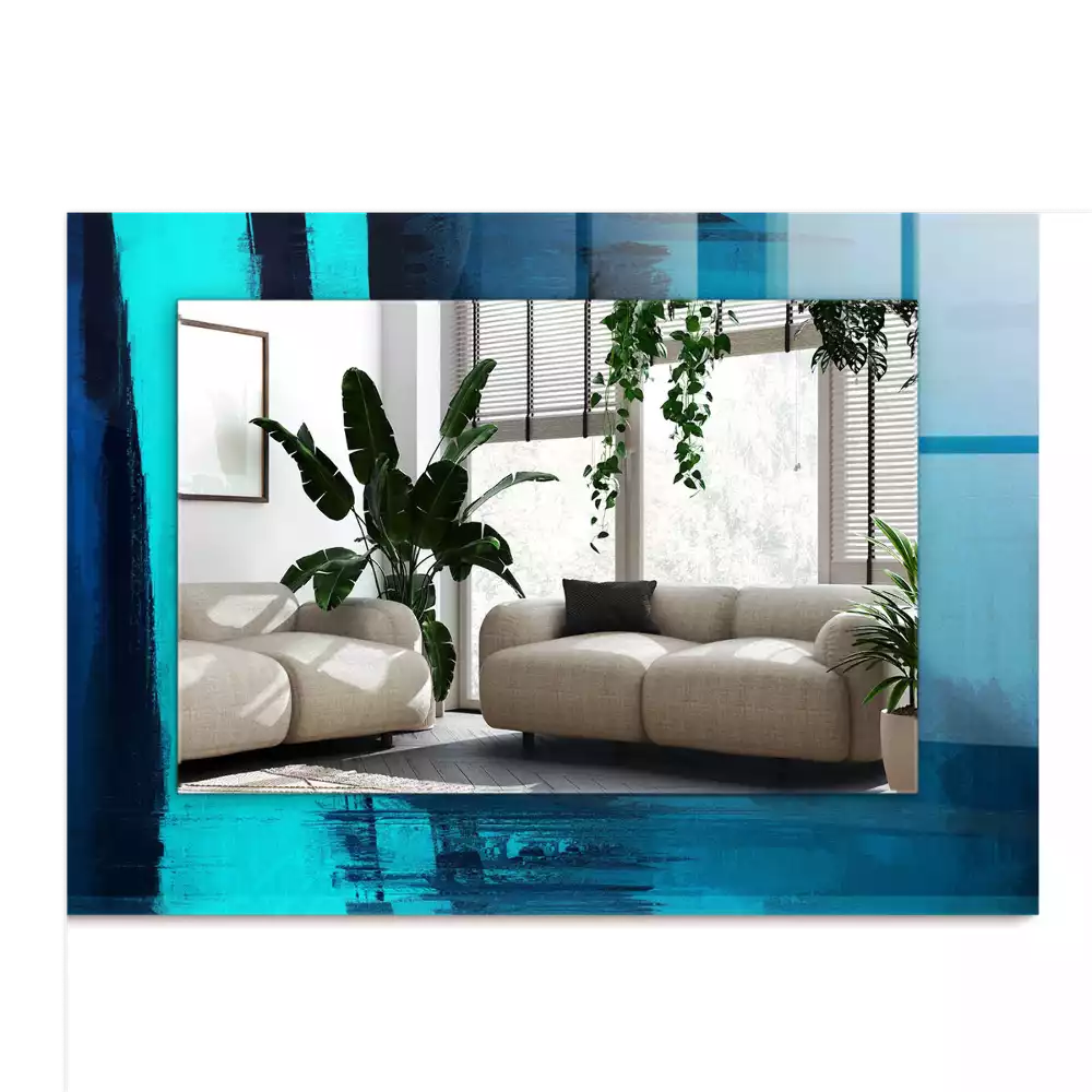 Miroir décoratif rectangulaire Art abstrait bleu