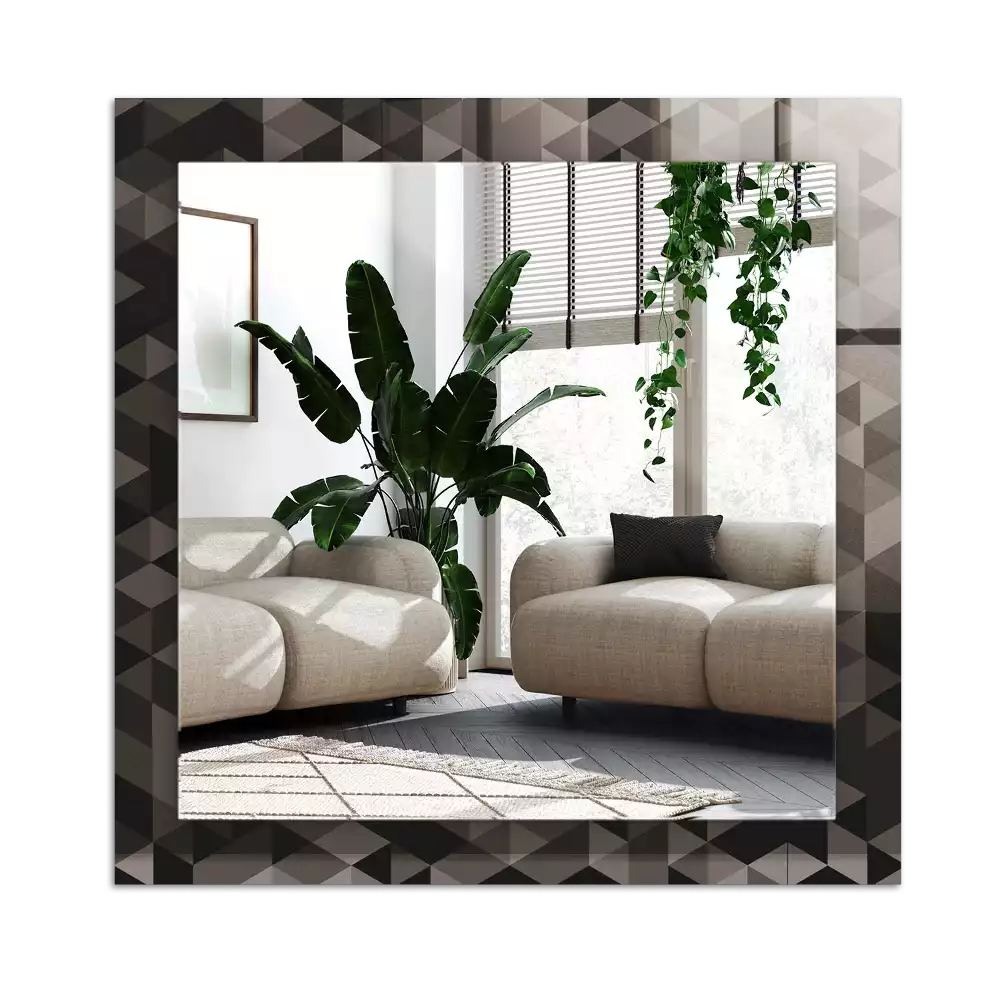 Miroir avec imprimé rectangulaire Triangles noir et gris