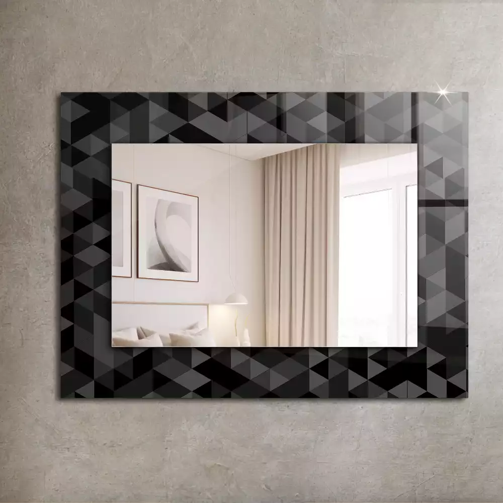 Miroir avec imprimé rectangulaire Triangles noir et gris