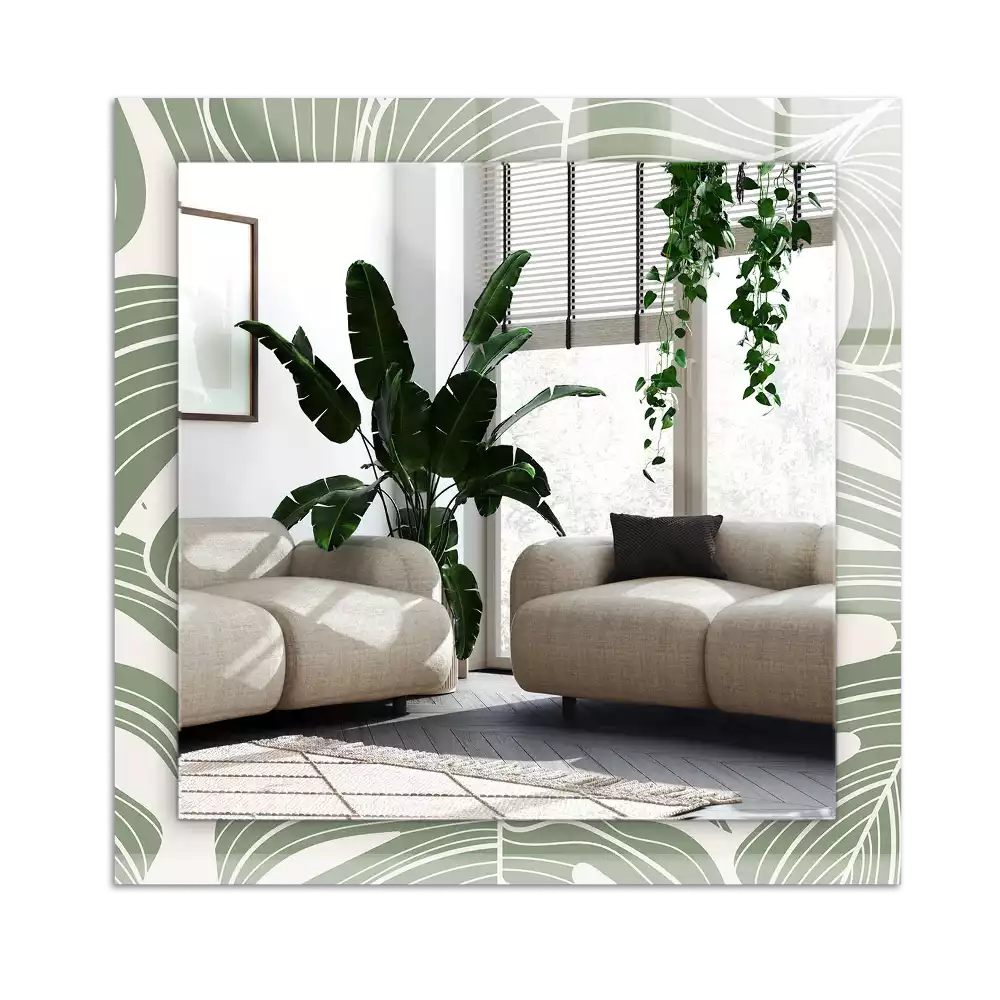 Miroir avec imprimé décoratif rectangulaire Feuilles de Monstera