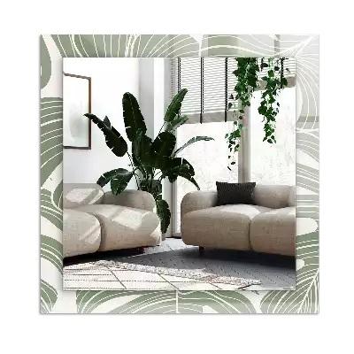 Miroir avec imprimé décoratif rectangulaire Feuilles de Monstera