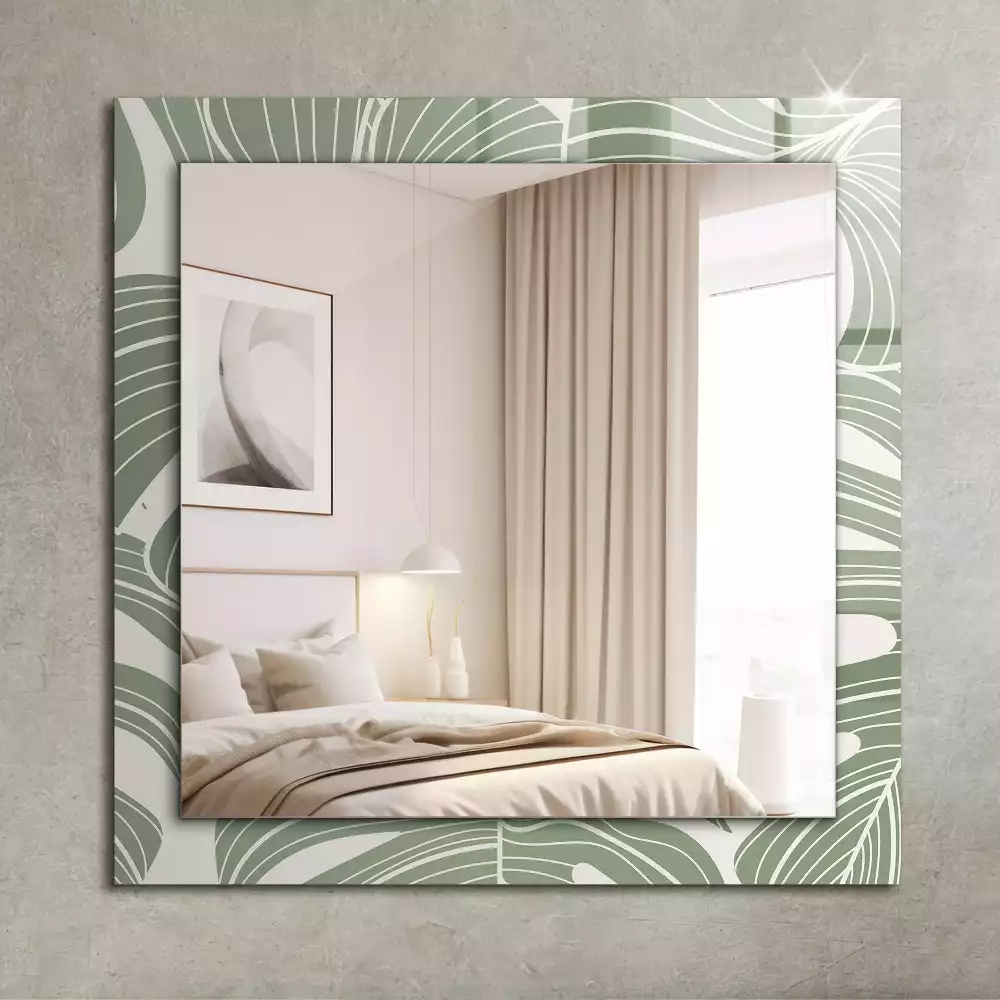 Miroir avec imprimé décoratif rectangulaire Feuilles de Monstera