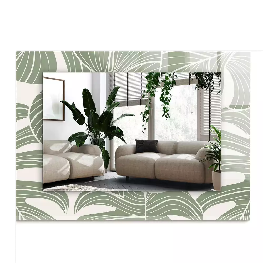 Miroir avec imprimé décoratif rectangulaire Feuilles de Monstera