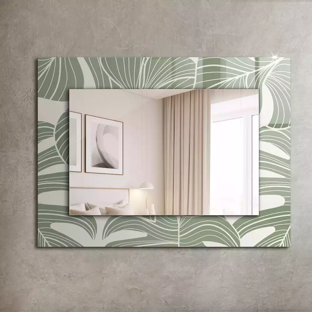 Miroir avec imprimé décoratif rectangulaire Feuilles de Monstera