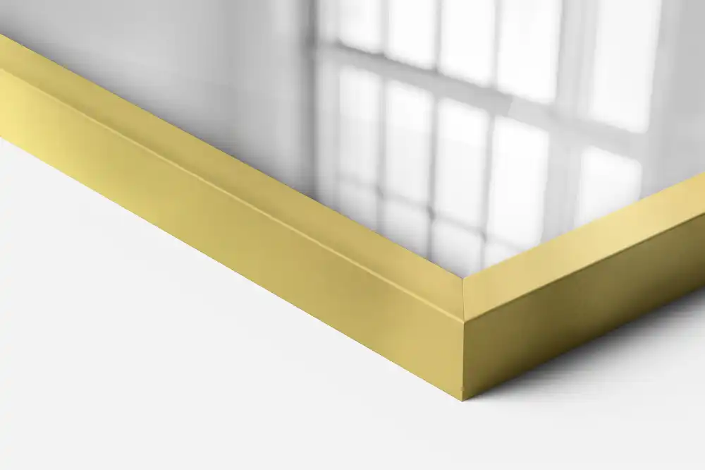 Miroir rectangulaire avec cadre doré mural