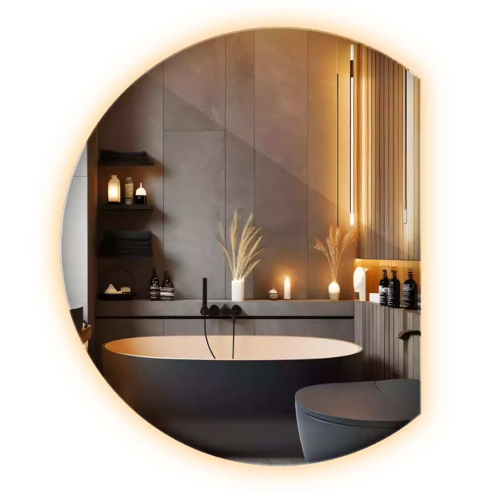 Miroir demi cercle accrocheur avec LED