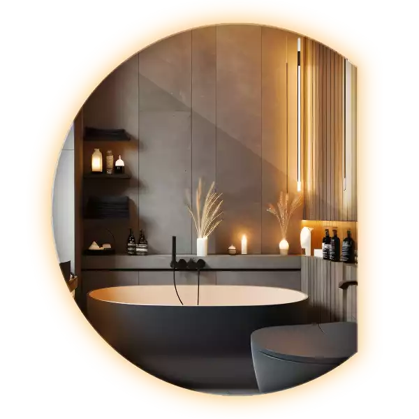 Miroir demi cercle accrocheur avec LED