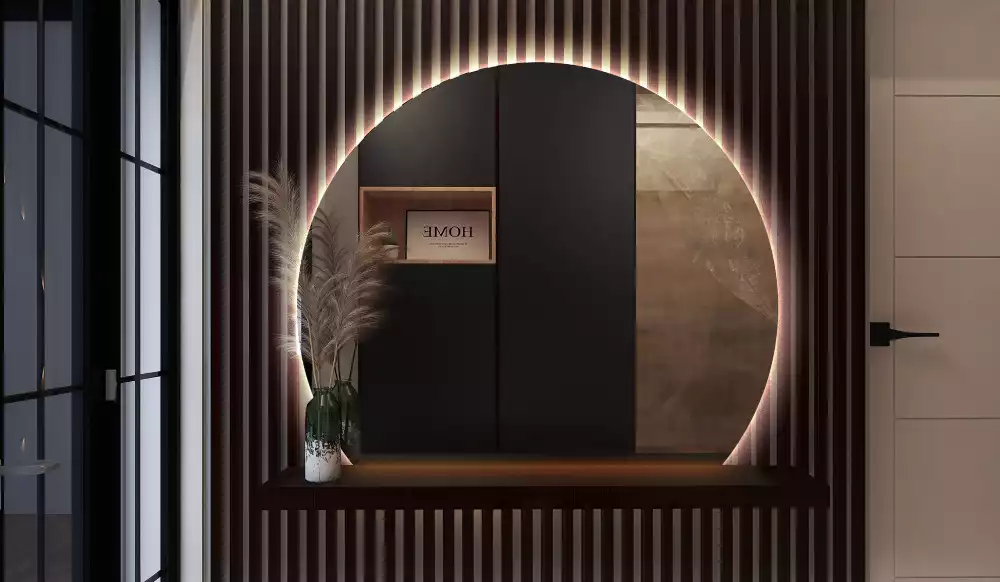 Miroir demi cercle accrocheur avec LED