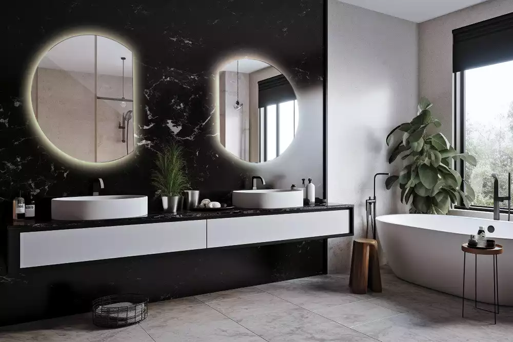 Miroir demi cercle accrocheur avec LED