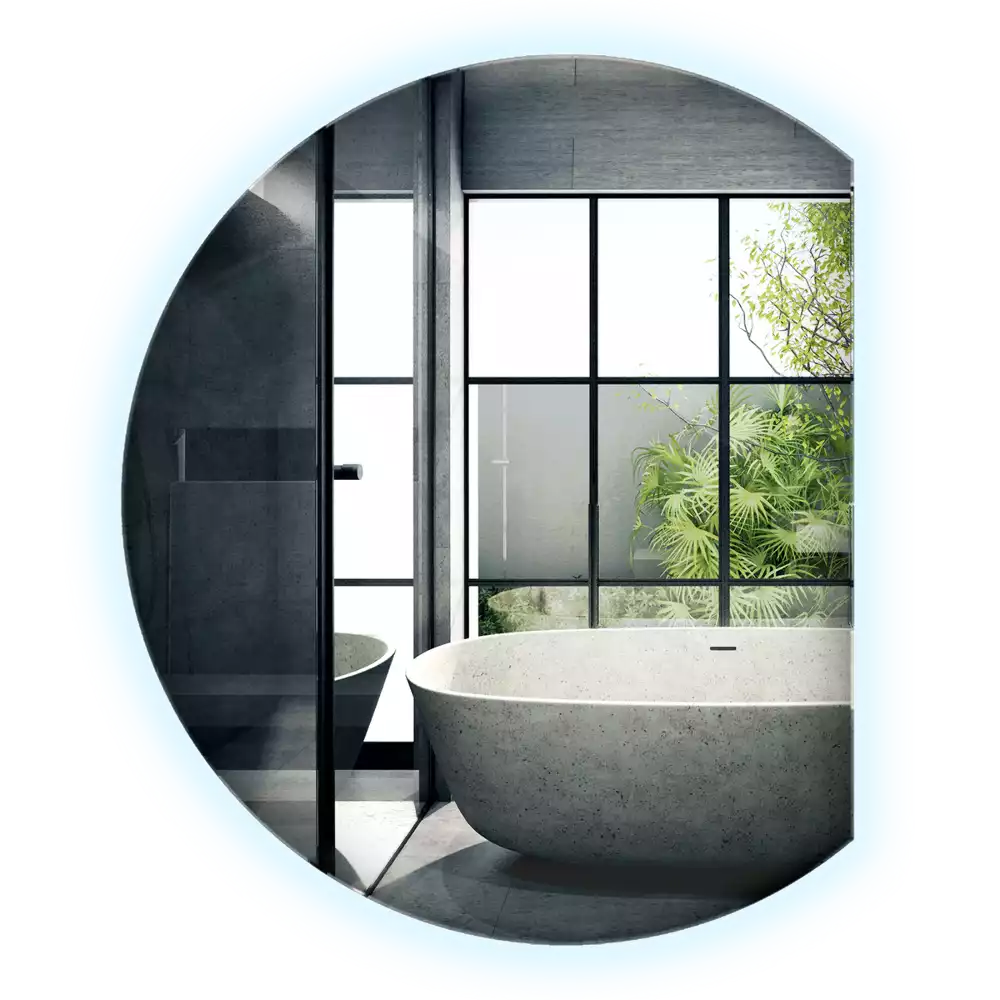 Miroir demi cercle accrocheur avec LED