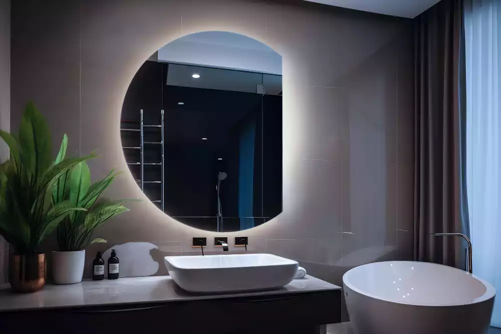 Miroir demi cercle accrocheur avec LED