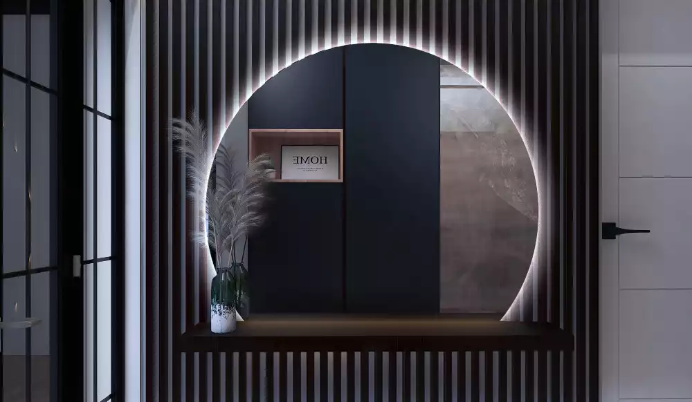 Miroir demi cercle accrocheur avec LED