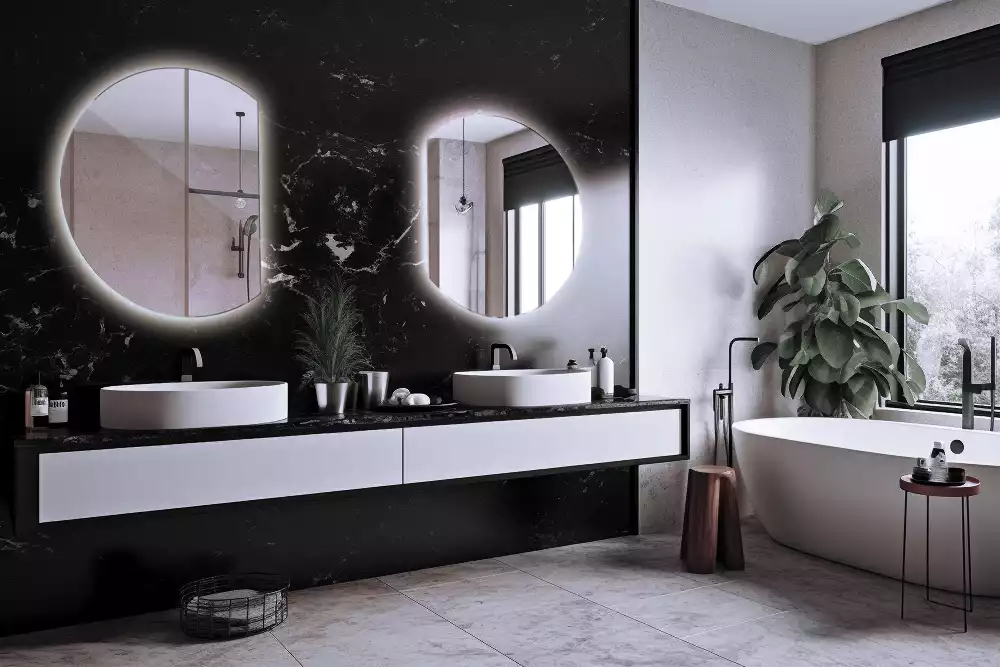 Miroir demi cercle accrocheur avec LED