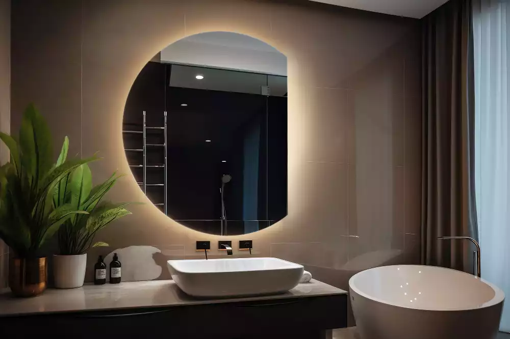 Miroir demi cercle accrocheur avec LED