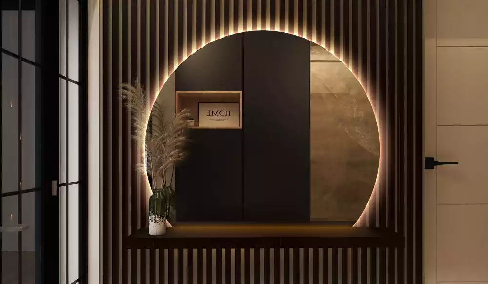 Miroir demi cercle accrocheur avec LED