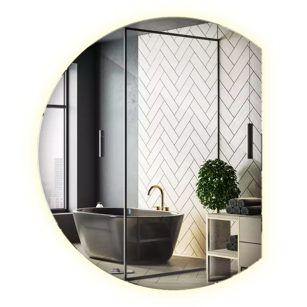 Miroir demi cercle accrocheur avec LED