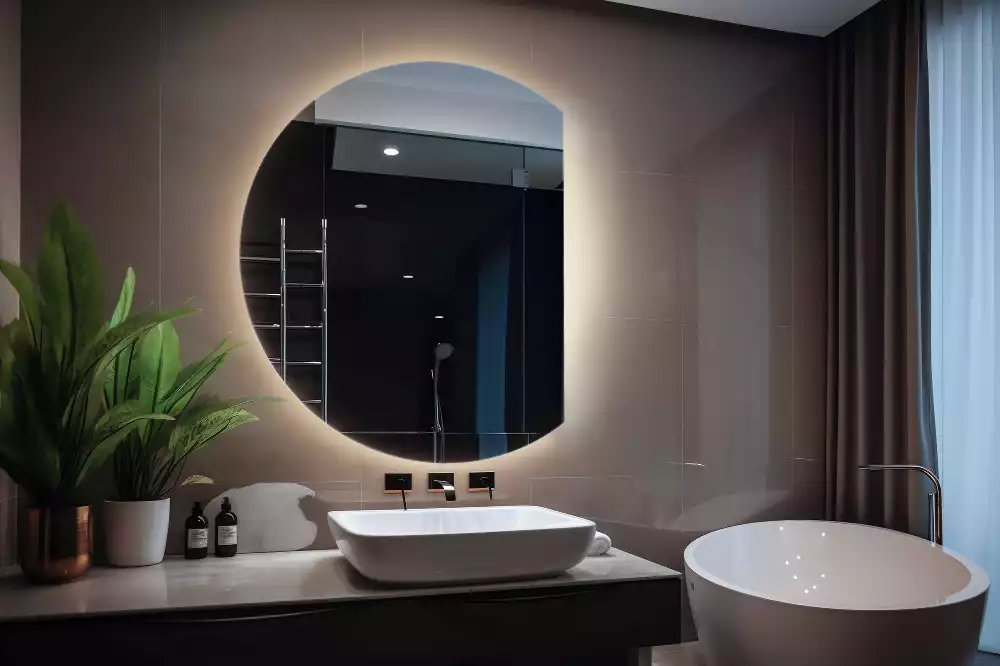 Miroir demi cercle accrocheur avec LED