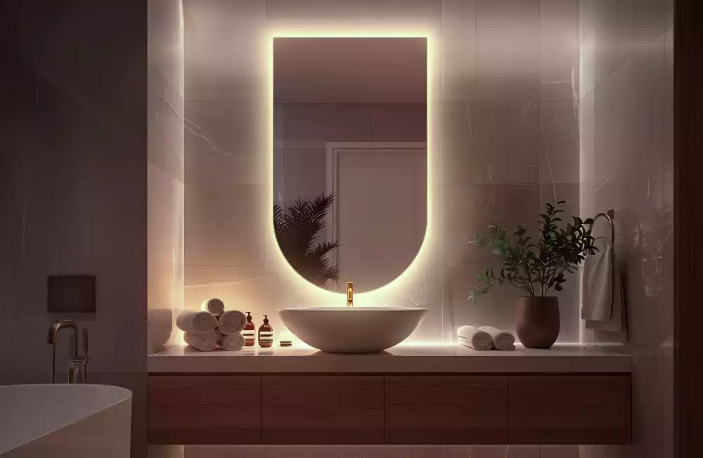 Miroir en forme d arche avec rétroéclairage LED