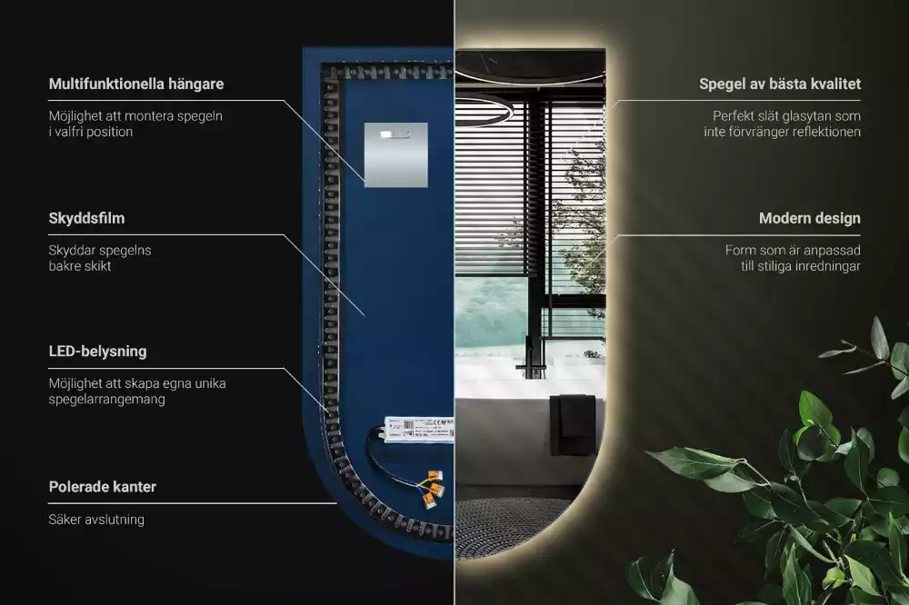 Miroir en forme d arche avec rétroéclairage LED