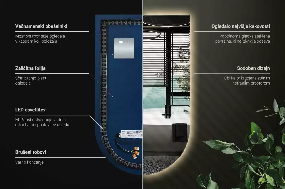 Miroir en forme d arche avec rétroéclairage LED