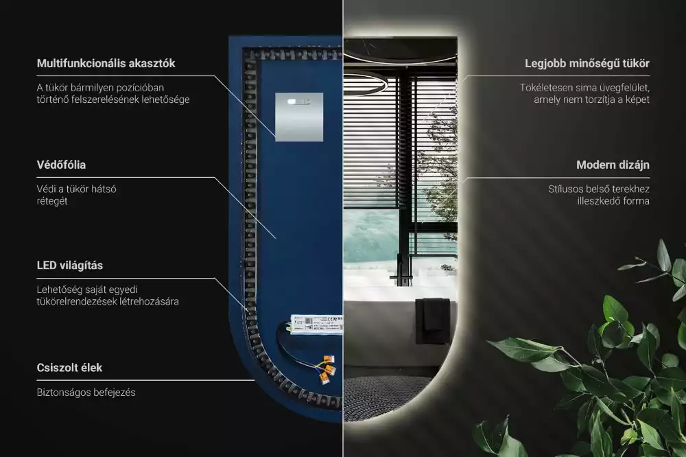 Miroir en forme d arche avec rétroéclairage LED