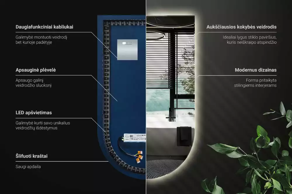 Miroir en forme d arche avec rétroéclairage LED