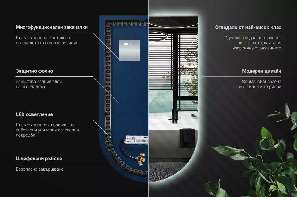 Miroir en forme d arche avec rétroéclairage LED