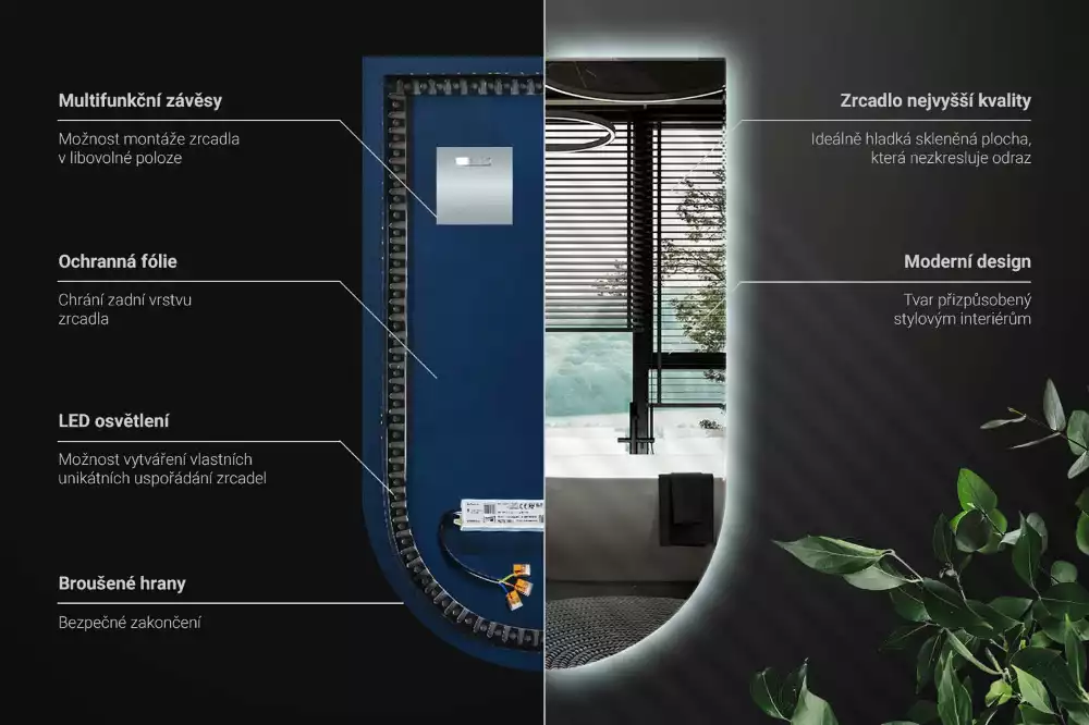 Miroir en forme d arche avec rétroéclairage LED
