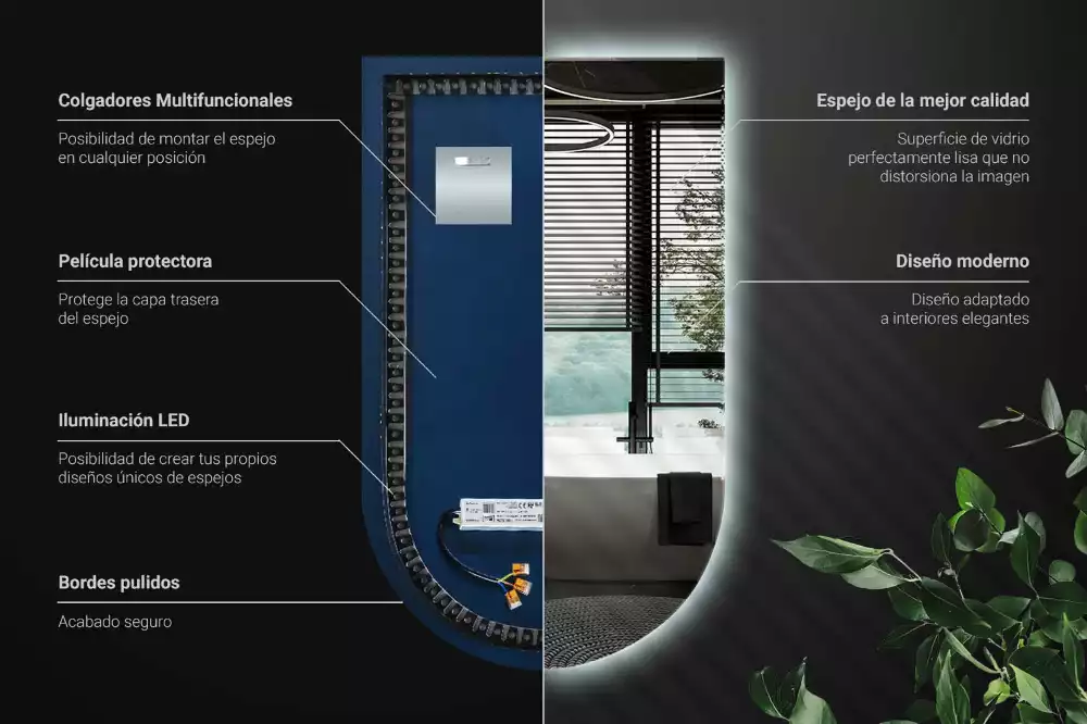 Miroir en forme d arche avec rétroéclairage LED
