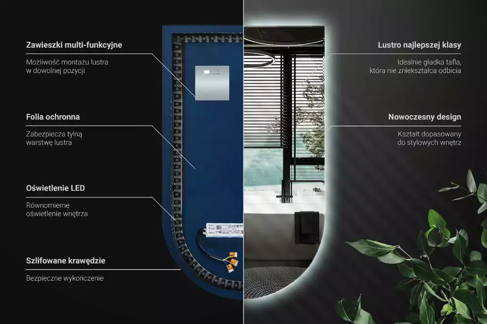 Miroir en forme d arche avec rétroéclairage LED