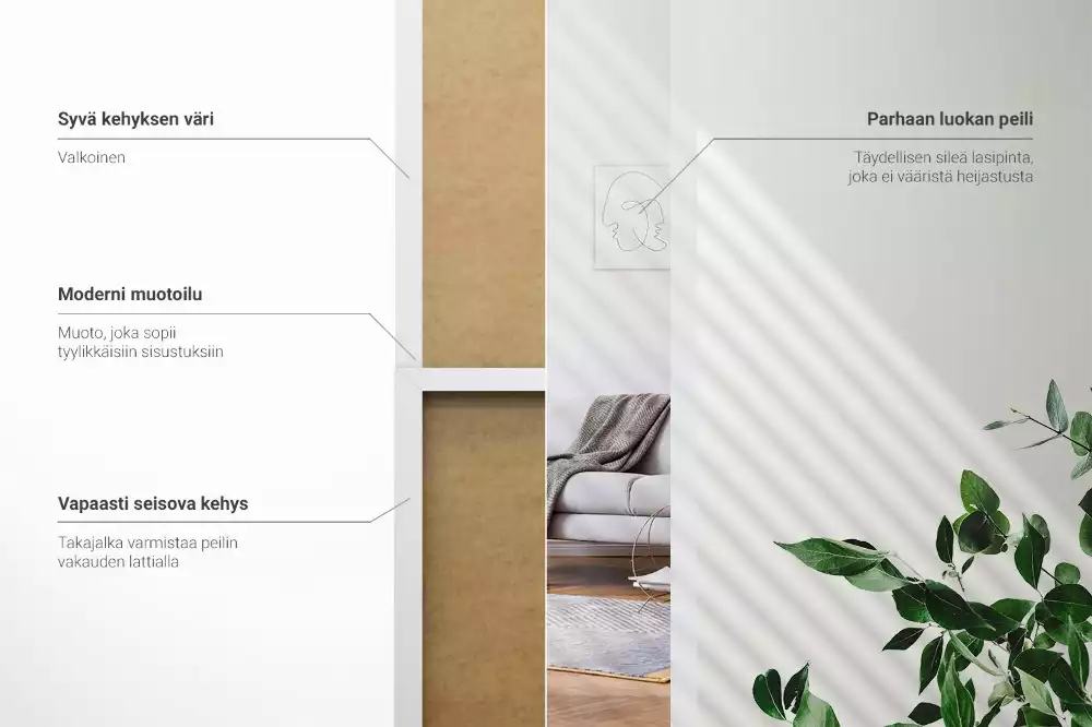 Miroir sur pied avec cadre blanc