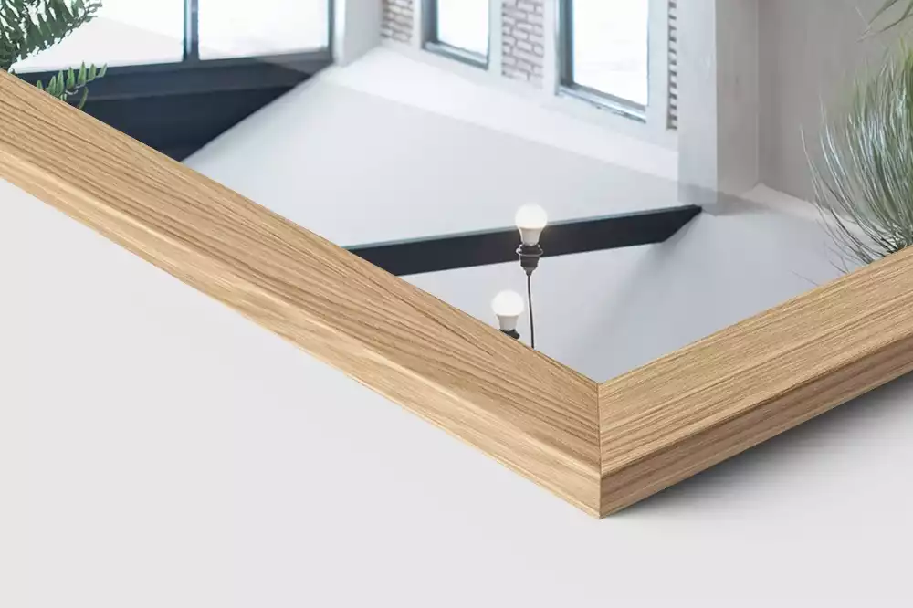 Miroir sur pied avec cadre en chêne