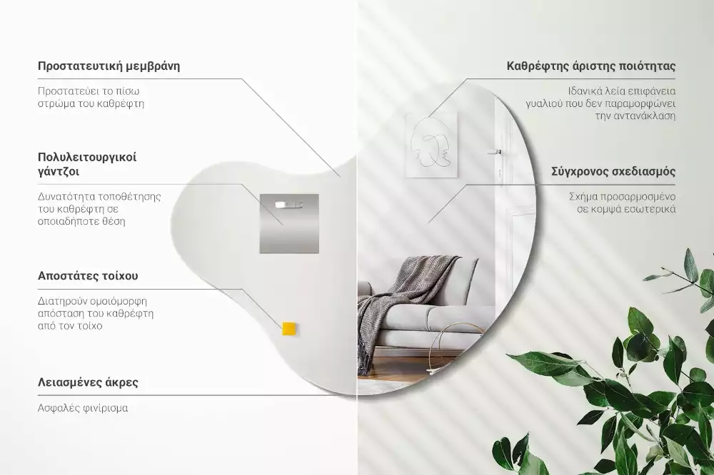 Miroir forme organique sans cadre suspendu