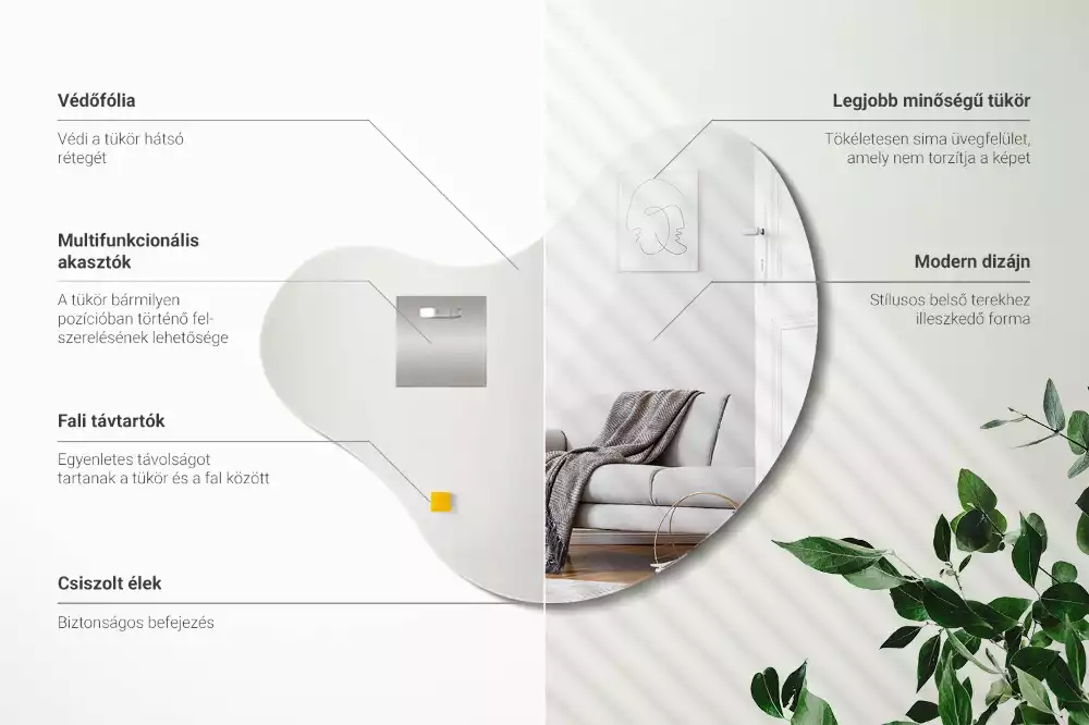 Miroir forme organique sans cadre suspendu