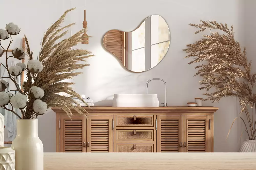 Miroir forme organique sans cadre suspendu