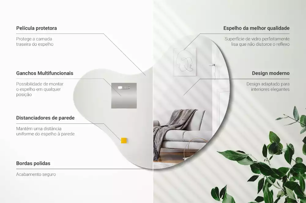 Miroir forme organique sans cadre suspendu