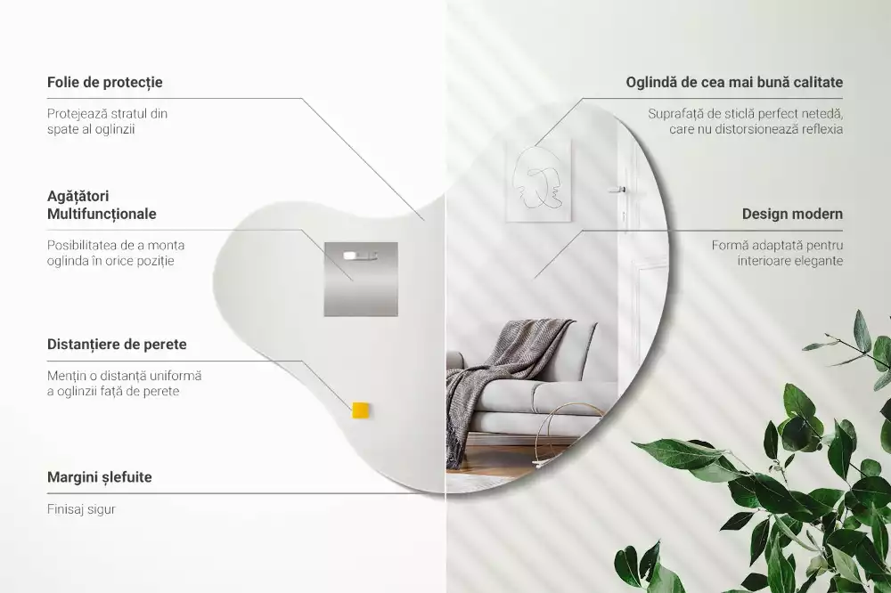 Miroir forme organique sans cadre suspendu