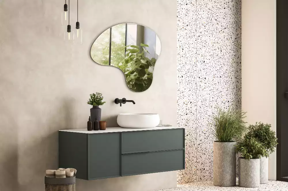 Miroir forme organique sans cadre suspendu