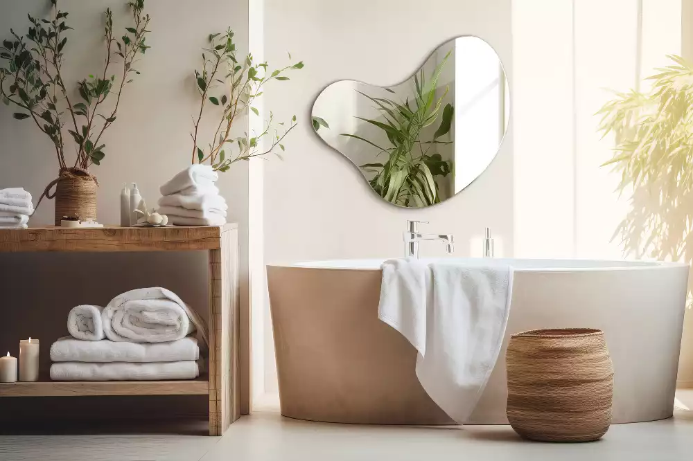 Miroir forme organique sans cadre suspendu