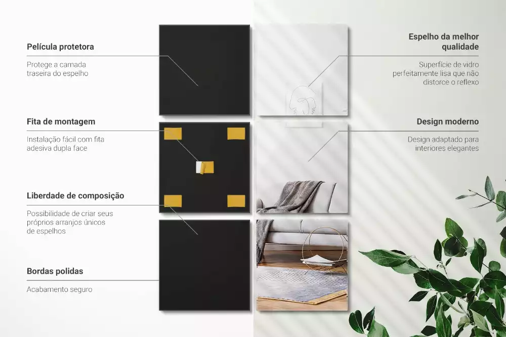 Carreaux en miroir carré décoratif