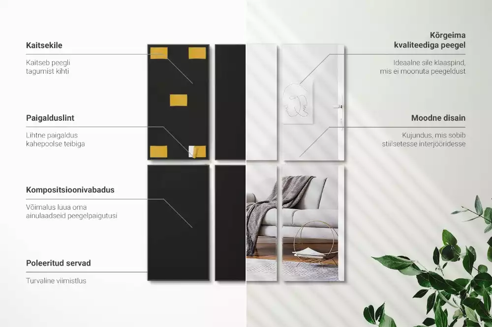 Miroir carreaux auto-adhésif