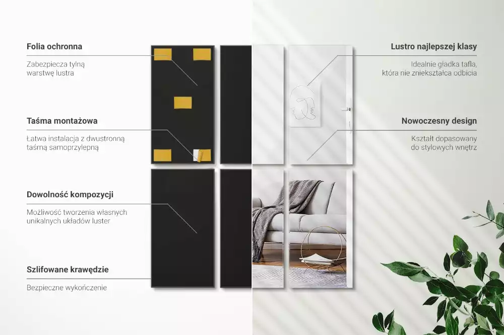 Miroir carreaux auto-adhésif