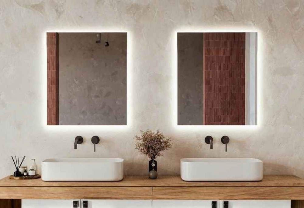 deux miroirs dans la salle de bain
